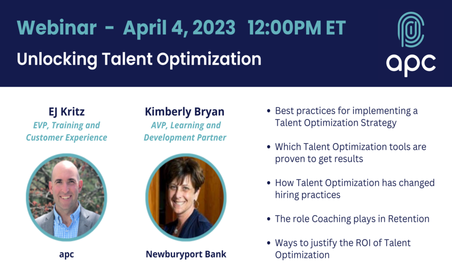 apc and Newburyport Bank to Share Talent Optimization Tactics in Upcoming Webinar